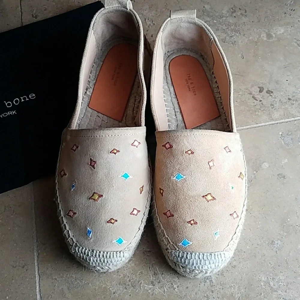 Rag & Bone Adria Embroidered Suede Espadrille